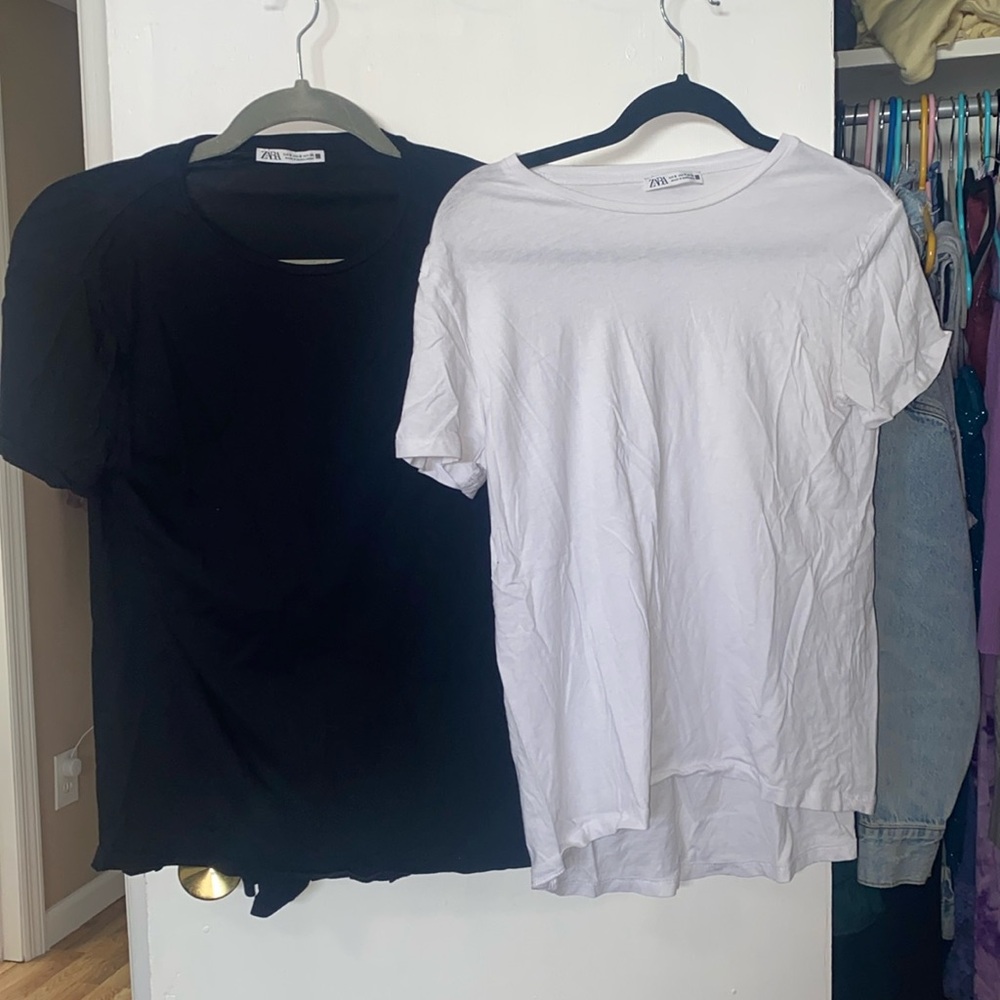 zara basic white and black t-shirts
